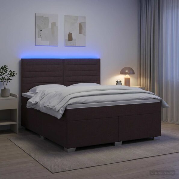 vidaXL Posteľ boxspring s matracom Tmavohnedá 160 x 200 cm Látka – Obrázok 4