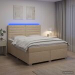 vidaXL Posteľ boxspring s matracom Krémová 160 x 200 cm Látka