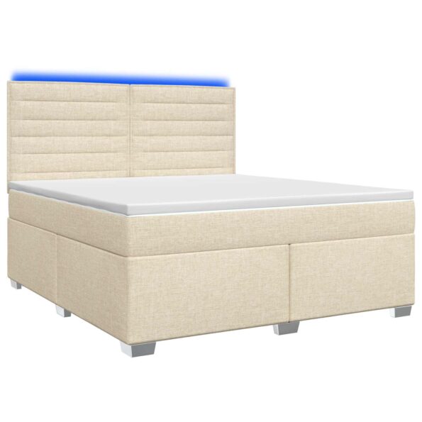 vidaXL Posteľ boxspring s matracom Krémová 160 x 200 cm Látka – Obrázok 2