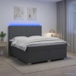 vidaXL Posteľ boxspring s matracom Tmavosivá 180 x 200 cm Látka – Obrázok 4