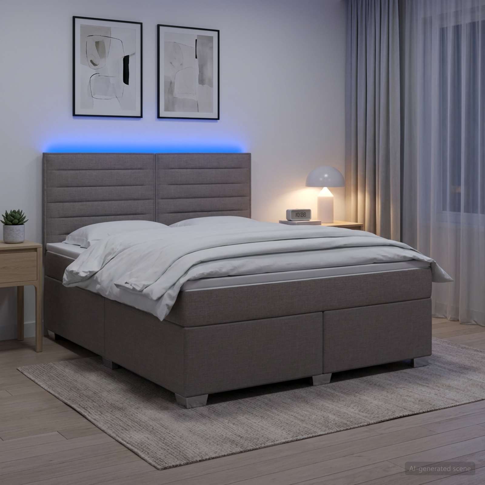 3454926_1.jpg vidaXL Posteľ boxspring s matracom Sivohnedá 180 x 200 cm Látka – Obrázok 1