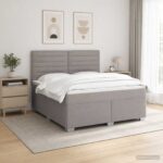 vidaXL Posteľ boxspring s matracom Sivohnedá 180 x 200 cm Látka – Obrázok 4