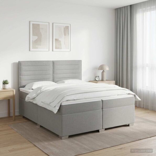 vidaXL Posteľ boxspring s matracom Svetlosivá 200 x 200 cm Látka – Obrázok 12