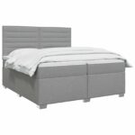 vidaXL Posteľ boxspring s matracom Svetlosivá 200 x 200 cm Látka – Obrázok 2