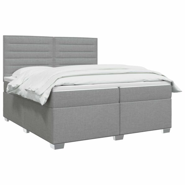 vidaXL Posteľ boxspring s matracom Svetlosivá 200 x 200 cm Látka – Obrázok 2