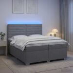 vidaXL Posteľ boxspring s matracom Svetlosivá 200 x 200 cm Látka – Obrázok 4