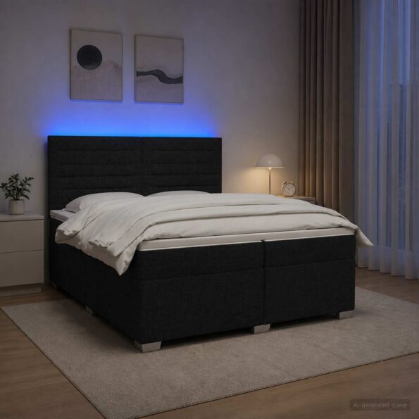 vidaXL Posteľ boxspring s matracom Čierna 200 x 200 cm Látka – Obrázok 13