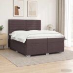 vidaXL Posteľ boxspring s matracom Tmavohnedá 200 x 200 cm Látka – Obrázok 12