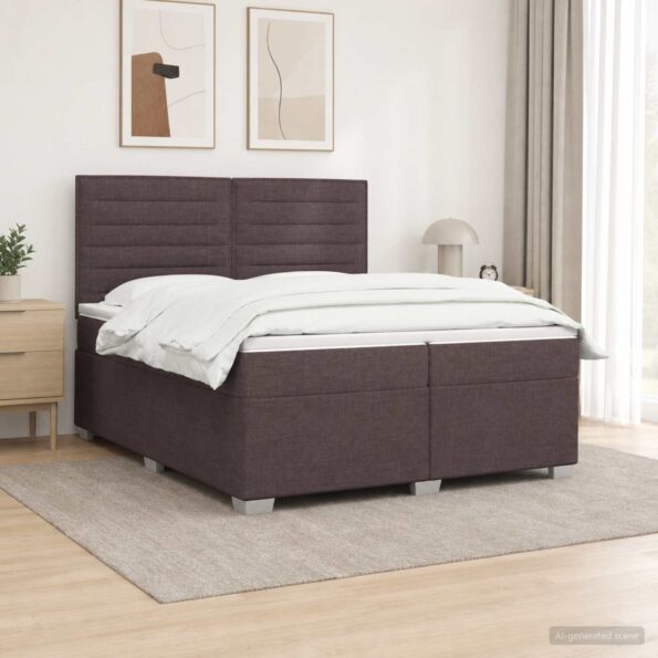 vidaXL Posteľ boxspring s matracom Tmavohnedá 200 x 200 cm Látka – Obrázok 12