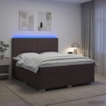 vidaXL Posteľ boxspring s matracom Tmavohnedá 200 x 200 cm Látka – Obrázok 13