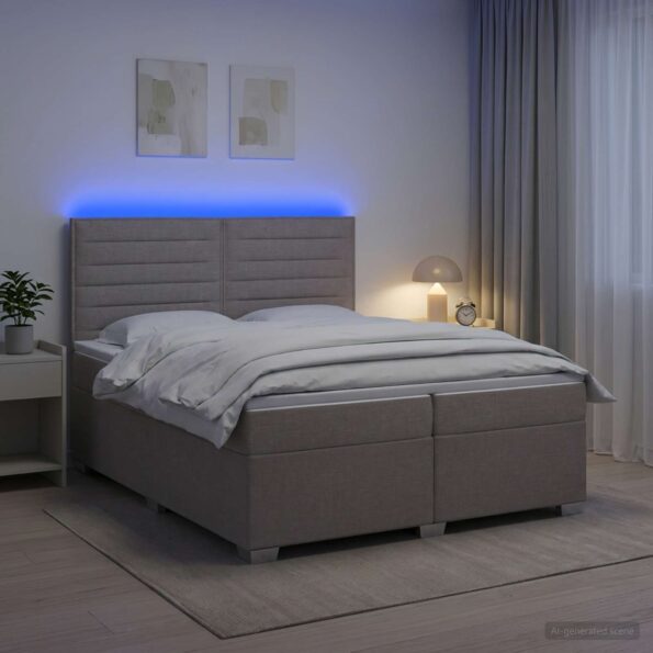 vidaXL Posteľ boxspring s matracom Sivohnedá 200 x 200 cm Látka – Obrázok 13