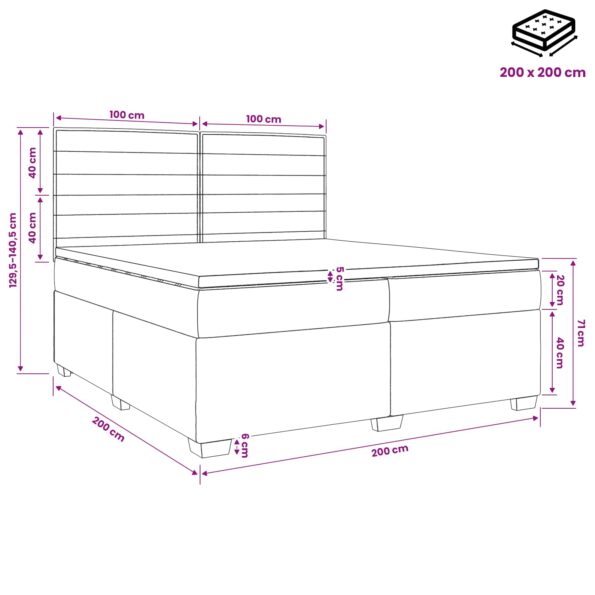 vidaXL Posteľ boxspring s matracom Sivohnedá 200 x 200 cm Látka – Obrázok 11