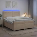 vidaXL Posteľ boxspring s matracom Krémová 200 x 200 cm Látka – Obrázok 13