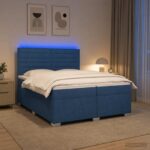 vidaXL Posteľ boxspring s matracom Modrá 200 x 200 cm Látka – Obrázok 4