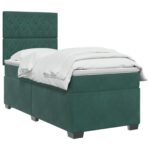 vidaXL Posteľ boxspring s matracom Tmavozelená 80 x 200 cm Zamat – Obrázok 3
