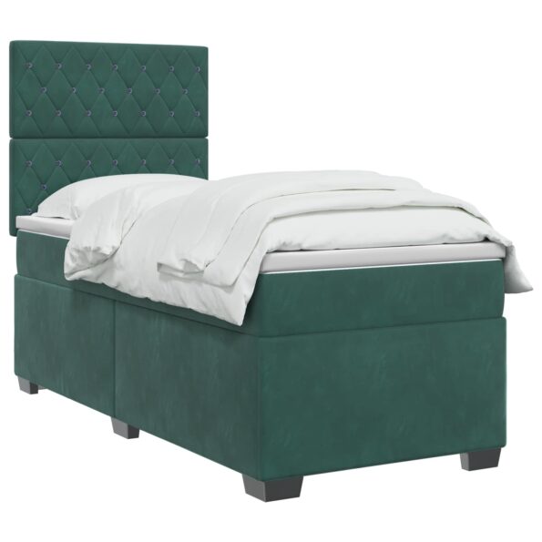 vidaXL Posteľ boxspring s matracom Tmavozelená 80 x 200 cm Zamat – Obrázok 3