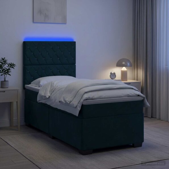 vidaXL Posteľ boxspring s matracom Tmavozelená 80 x 200 cm Zamat – Obrázok 4
