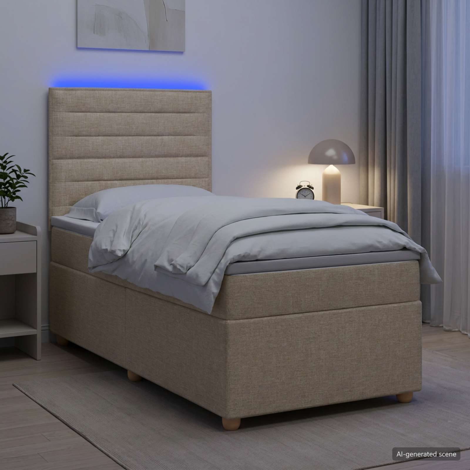 3455215_1.jpg vidaXL Posteľ boxspring s matracom Krémová 80 x 200 cm Látka – Obrázok 1