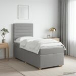 vidaXL Posteľ boxspring s matracom Svetlosivá 90 x 190 cm Látka