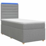 vidaXL Posteľ boxspring s matracom Svetlosivá 90 x 190 cm Látka – Obrázok 2