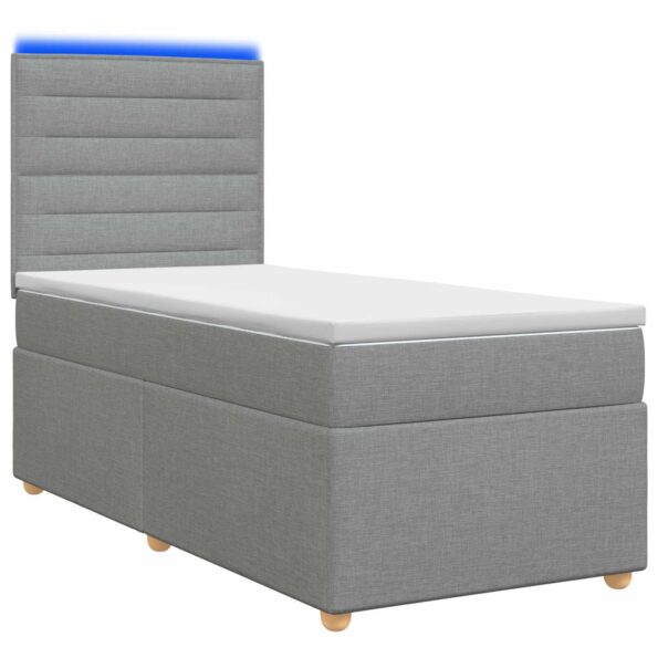 vidaXL Posteľ boxspring s matracom Svetlosivá 90 x 190 cm Látka – Obrázok 2