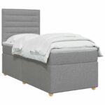 vidaXL Posteľ boxspring s matracom Svetlosivá 90 x 190 cm Látka – Obrázok 3
