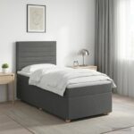 vidaXL Posteľ boxspring s matracom Tmavosivá 90 x 190 cm Látka – Obrázok 4