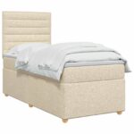 vidaXL Posteľ boxspring s matracom Krémová 90 x 190 cm Látka – Obrázok 3