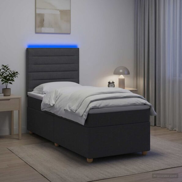 vidaXL Posteľ boxspring s matracom Tmavosivá 90 x 200 cm Látka – Obrázok 12