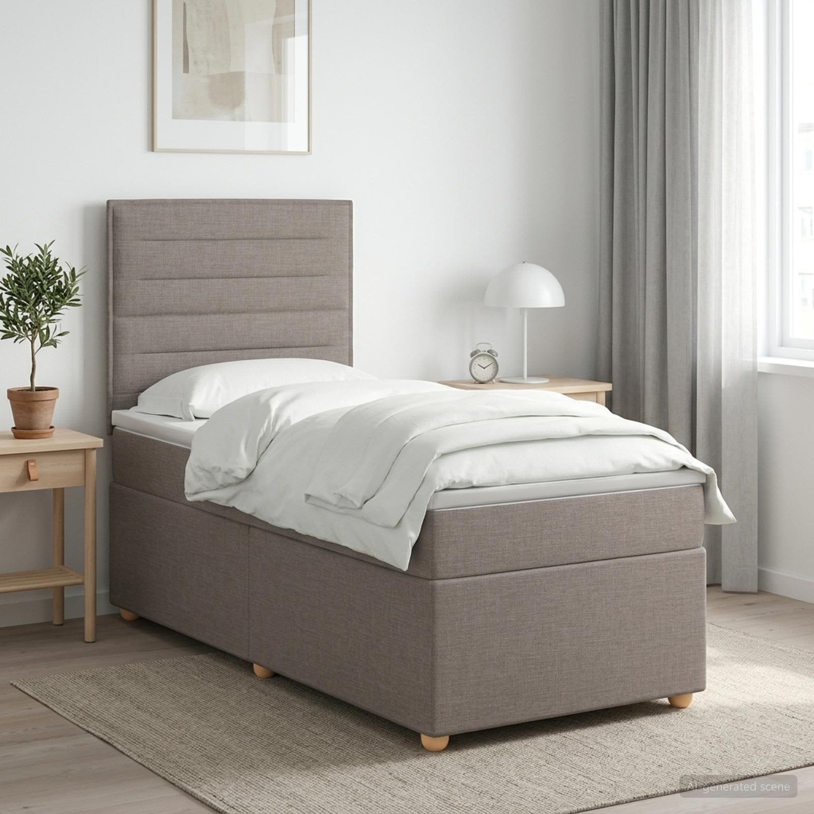 3455277_1.jpg vidaXL Posteľ boxspring s matracom Sivohnedá 100 x 200 cm Látka – Obrázok 1