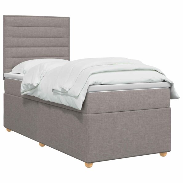 vidaXL Posteľ boxspring s matracom Sivohnedá 100 x 200 cm Látka – Obrázok 2