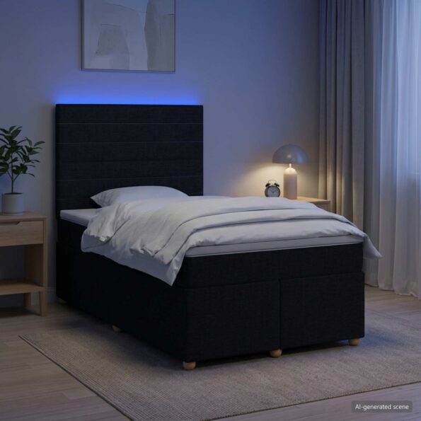vidaXL Posteľ boxspring s matracom Čierna 120 x 190 cm Látka – Obrázok 13