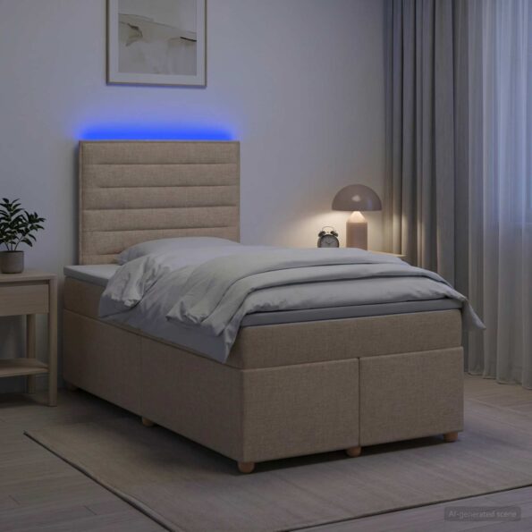 vidaXL Posteľ boxspring s matracom Krémová 120 x 190 cm Látka – Obrázok 13