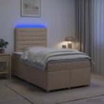 vidaXL Posteľ boxspring s matracom Krémová 120 x 190 cm Látka – Obrázok 4
