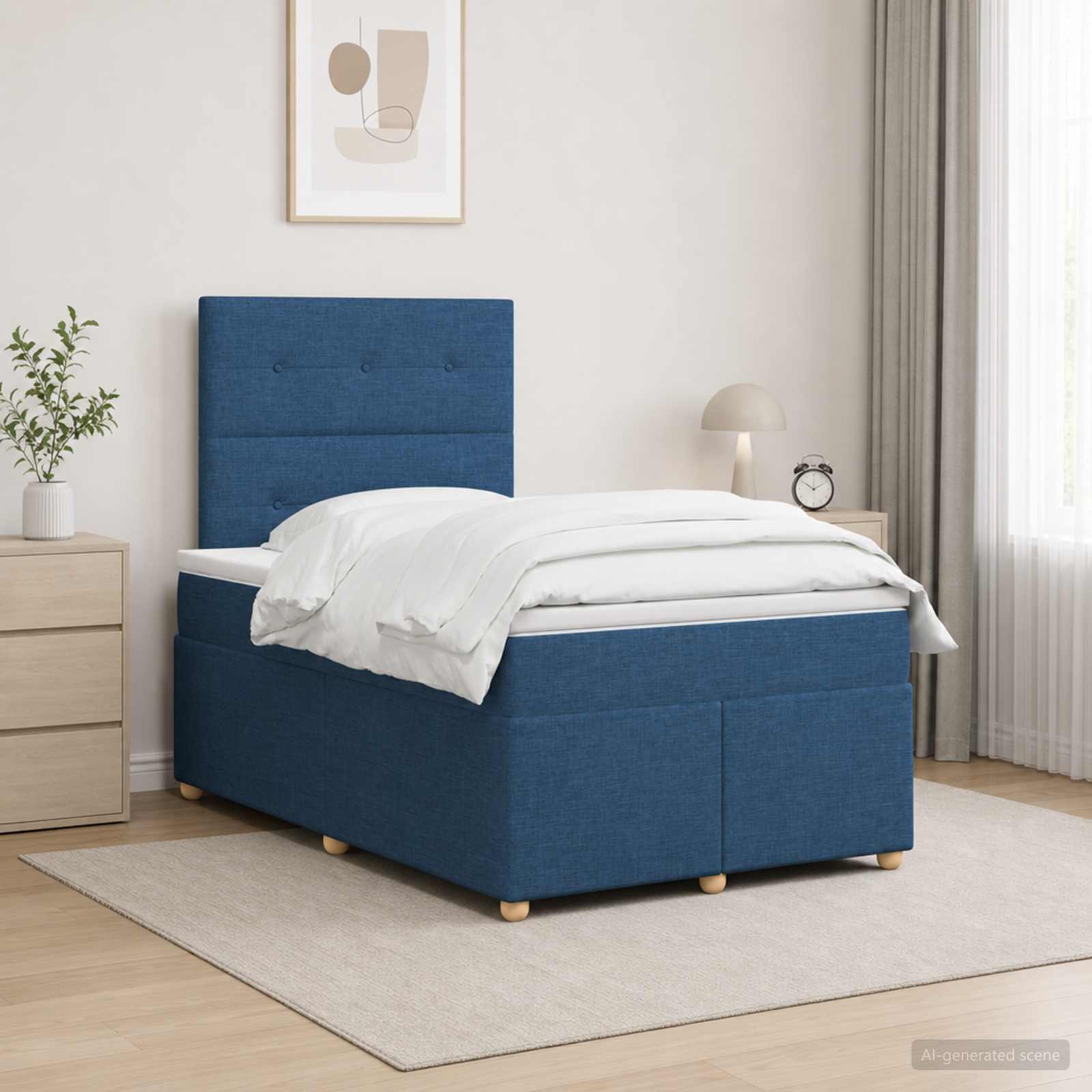3455307_1.jpg vidaXL Posteľ boxspring s matracom Modrá 120 x 190 cm Látka – Obrázok 1
