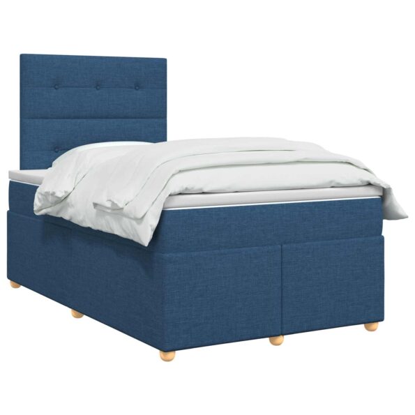 vidaXL Posteľ boxspring s matracom Modrá 120 x 190 cm Látka – Obrázok 2