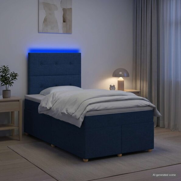 vidaXL Posteľ boxspring s matracom Modrá 120 x 190 cm Látka – Obrázok 13