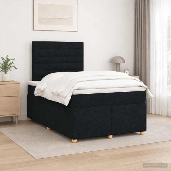 vidaXL Posteľ boxspring s matracom Čierna 120 x 200 cm Látka – Obrázok 12
