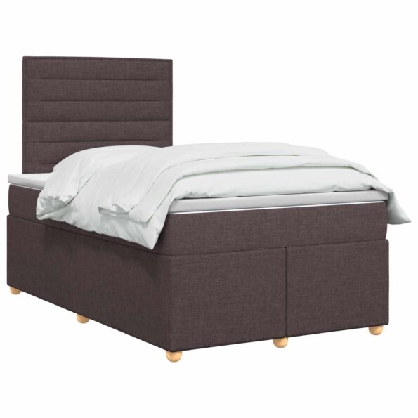 vidaXL Posteľ boxspring s matracom Tmavohnedá 120 x 200 cm Látka – Obrázok 2
