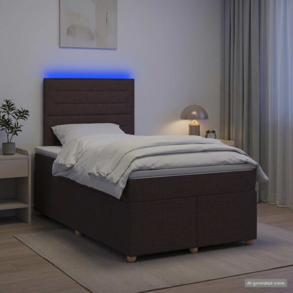 vidaXL Posteľ boxspring s matracom Tmavohnedá 120 x 200 cm Látka – Obrázok 13