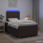 vidaXL Posteľ boxspring s matracom Tmavohnedá 120 x 200 cm Látka – Obrázok 4