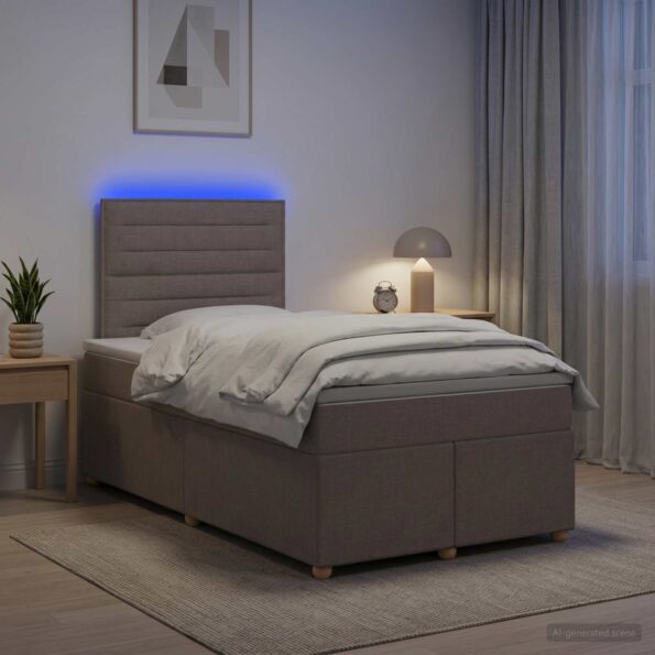 vidaXL Posteľ boxspring s matracom Sivohnedá 120 x 200 cm Látka – Obrázok 4
