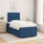 vidaXL Posteľ boxspring s matracom Modrá 120 x 200 cm Látka – Obrázok 4