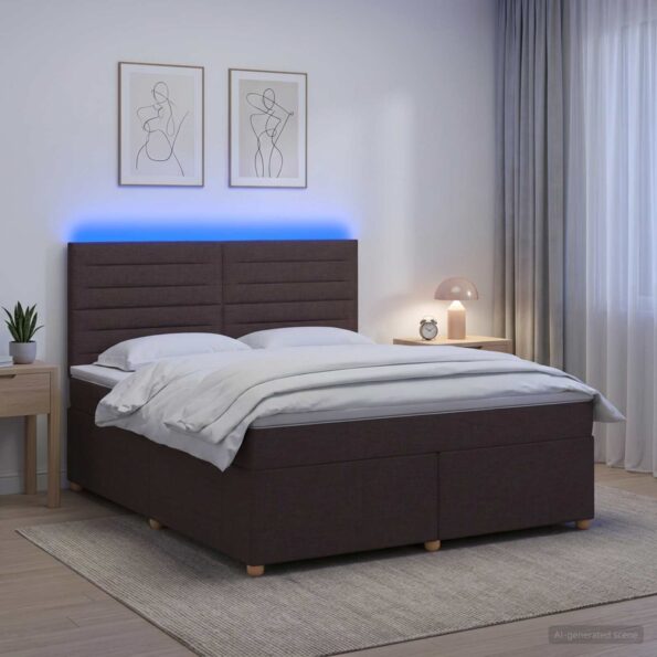 vidaXL Posteľ boxspring s matracom Tmavohnedá 140 x 200 cm Látka – Obrázok 4