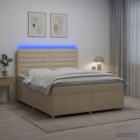 vidaXL Posteľ boxspring s matracom Krémová 140 x 200 cm Látka – Obrázok 12
