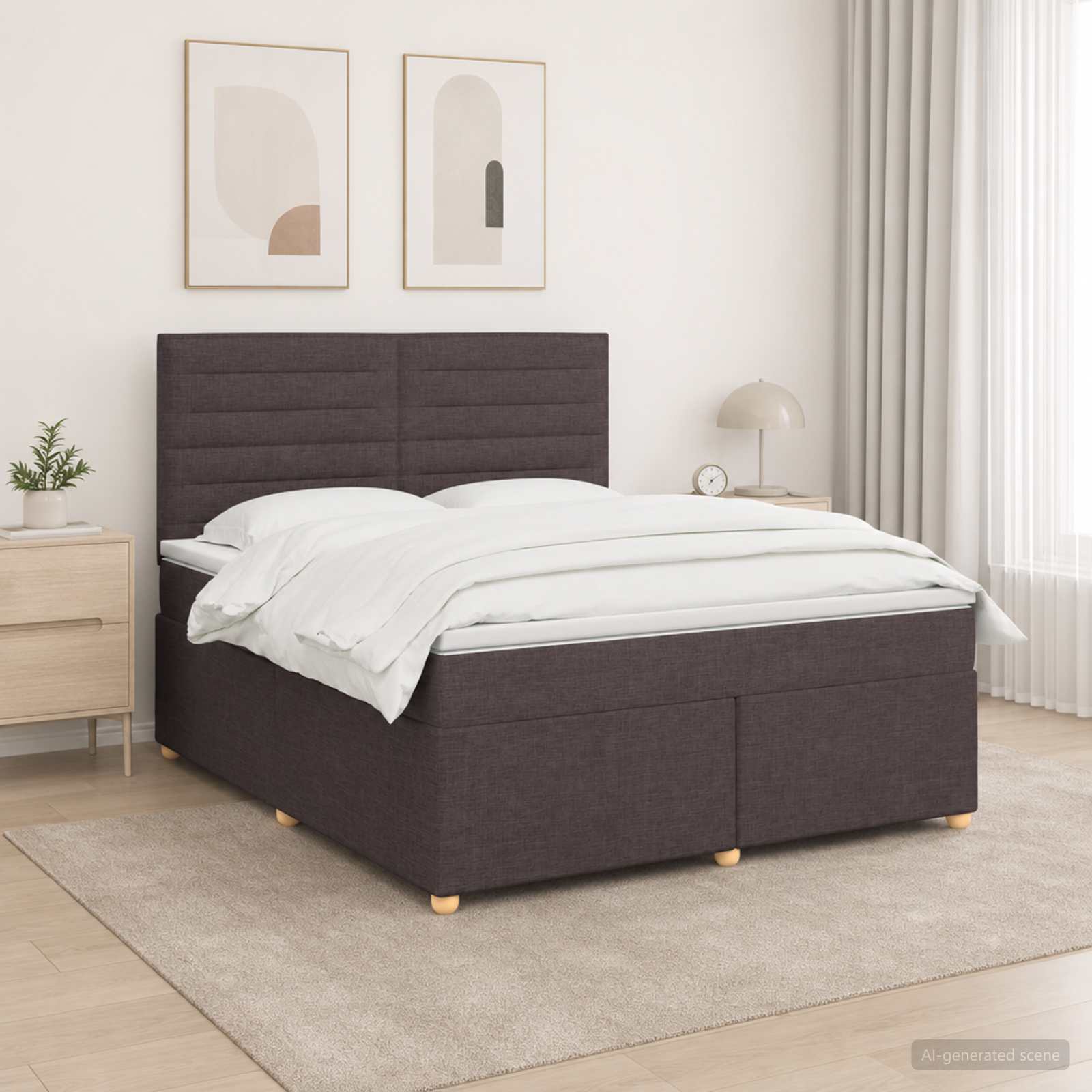 3455381_1.jpg vidaXL Posteľ boxspring s matracom Tmavohnedá 160 x 200 cm Látka – Obrázok 1