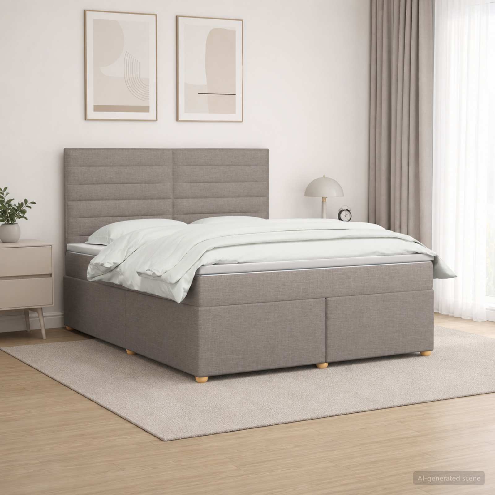 3455382_1.jpg vidaXL Posteľ boxspring s matracom Sivohnedá 160 x 200 cm Látka – Obrázok 1