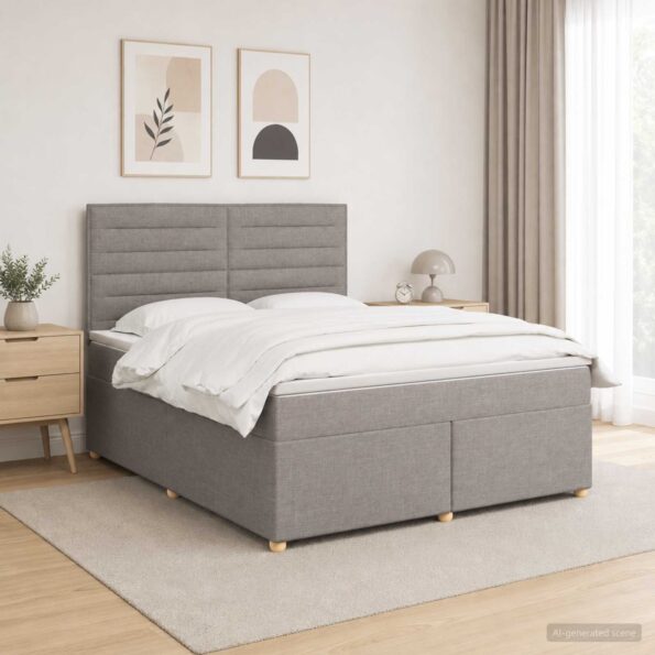 vidaXL Posteľ boxspring s matracom Sivohnedá 160 x 200 cm Látka – Obrázok 5