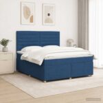 vidaXL Posteľ boxspring s matracom Modrá 160 x 200 cm Látka – Obrázok 4