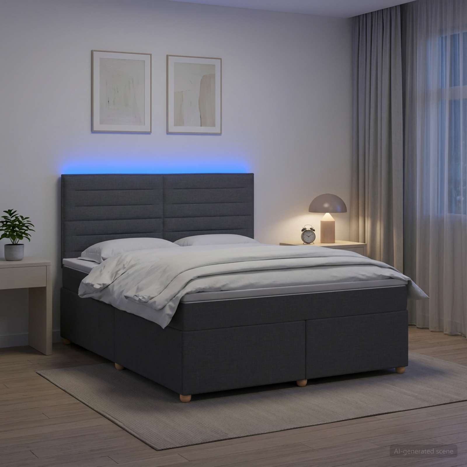 3455400_1.jpg vidaXL Posteľ boxspring s matracom Tmavosivá 180 x 200 cm Látka – Obrázok 1